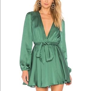 Lovers + Friends V Neck Emerald Green Dress S